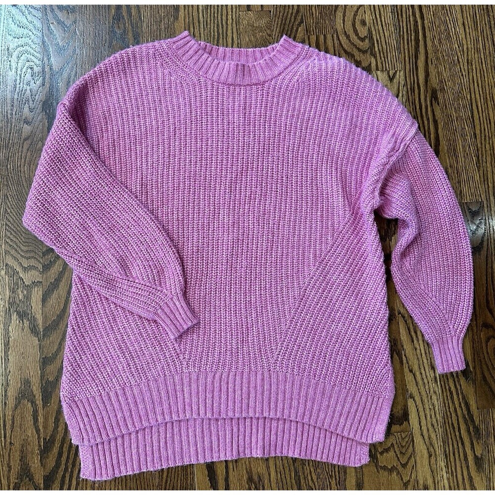 American Eagle Women's Oversized Chunky Knit Pink Crewneck Sweater Size XS EUC